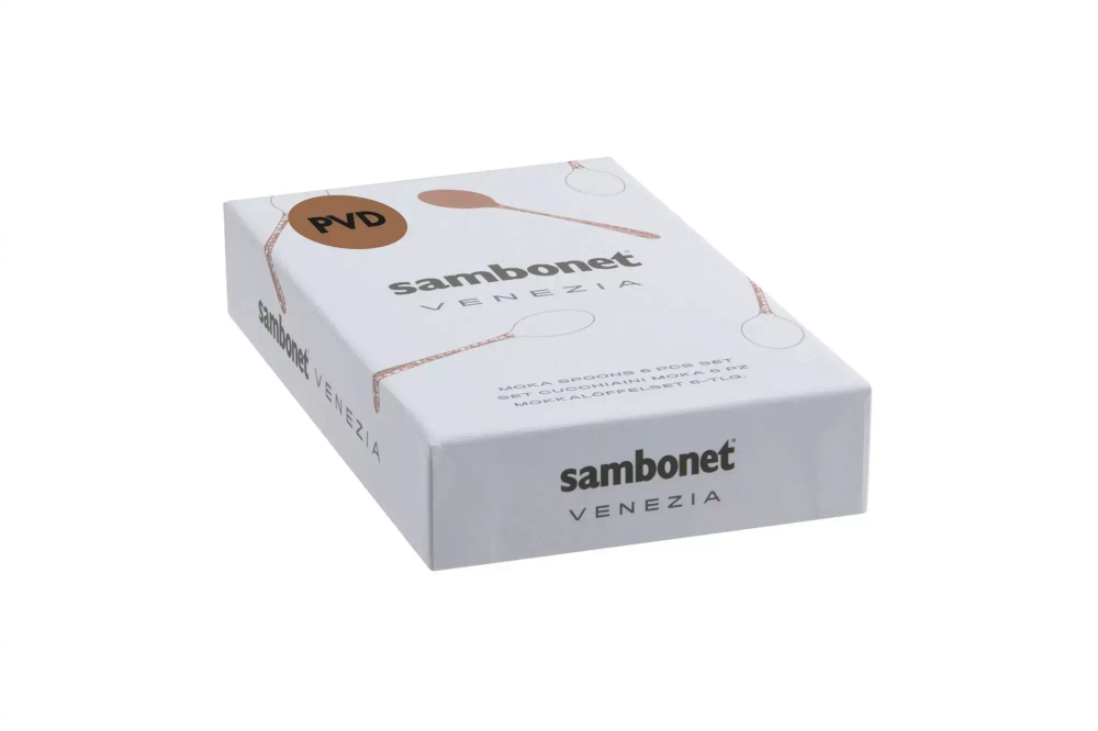 Sambonet - Набор из 6 ложек для эспрессо Venezia PVD Gold / артикул   52765GA7  / GTIN 8014808402517
