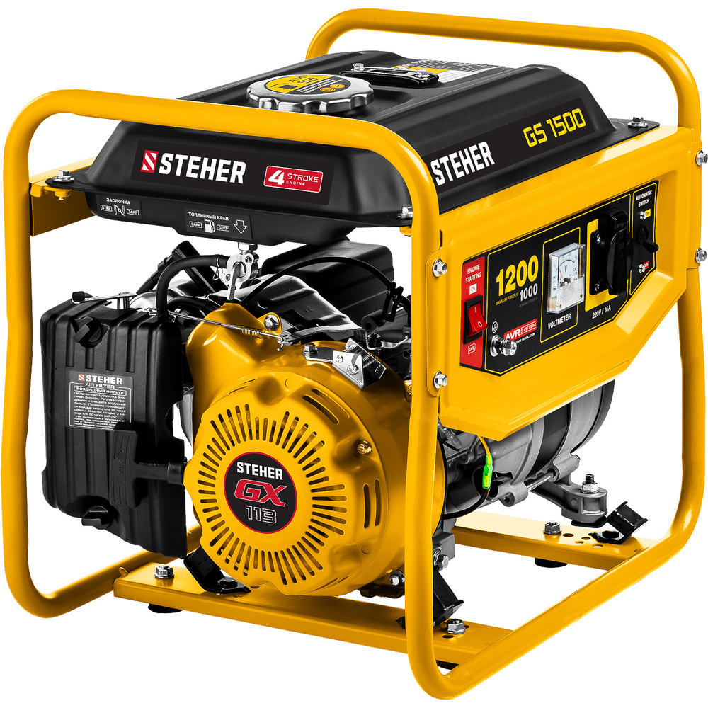 STEHER 1200 Вт, бензиновый генератор (GS-1500)