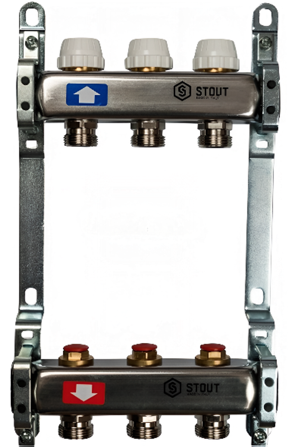 Коллектор STOUT SMS 0922 000003 на 3 выхода, из нержавеющей стали без расходомеров