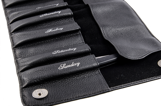 Футляр  для бритв "неделька"  Exporter Solingen, черная кожа