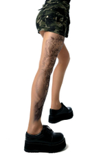 Женские колготки с имитацией татуировки на левой ножке (Размер: S-M-L) (Цвет: бежевый)