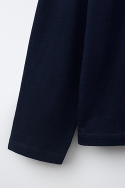 ZARA ОДНОТОННЫЙ ЛОНГСЛИВ, МОРСКОЙ СИНИЙ