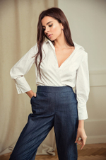 22057 Блузка женская  (белый принт)