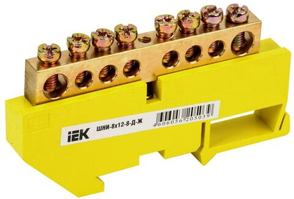 Шина PE "земля" на DIN-изол ШНИ-8х12-8-Д-Ж IEK