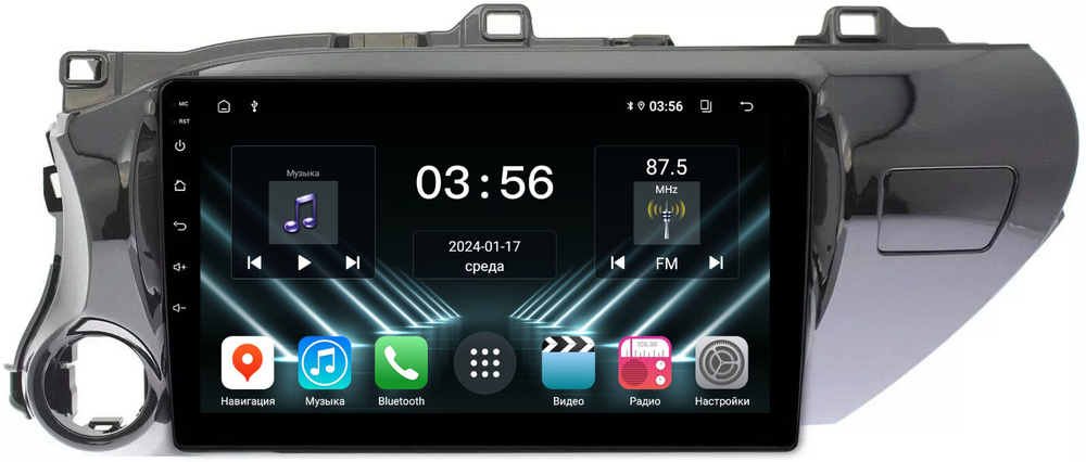 Магнитола Toyota Hilux 8 2015-2023+ - FarCar DX588/1077M монитор 10" IPS на Android 13, 4+64Гб, CarPlay