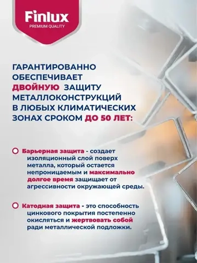 Полиуретановая краска Finlux F-296, грунтовка по металлу, жидкий цинк 96%, 1 кг