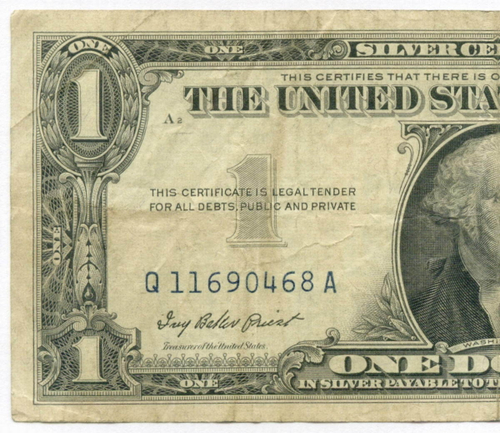 Банкнота США 1 доллар (серебряный сертификат) 1957 Q 11690468 A. F-VF