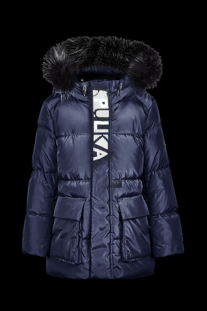 Теплая зимняя куртка с мехом PULKA, цвет синий шторм