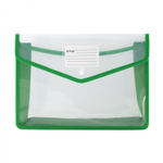 Папка-конверт на кнопке Alingar, A4, 250х330х75 мм, горизонтальная, 450 мкм, карман для визитки, ассорти, прозрачная