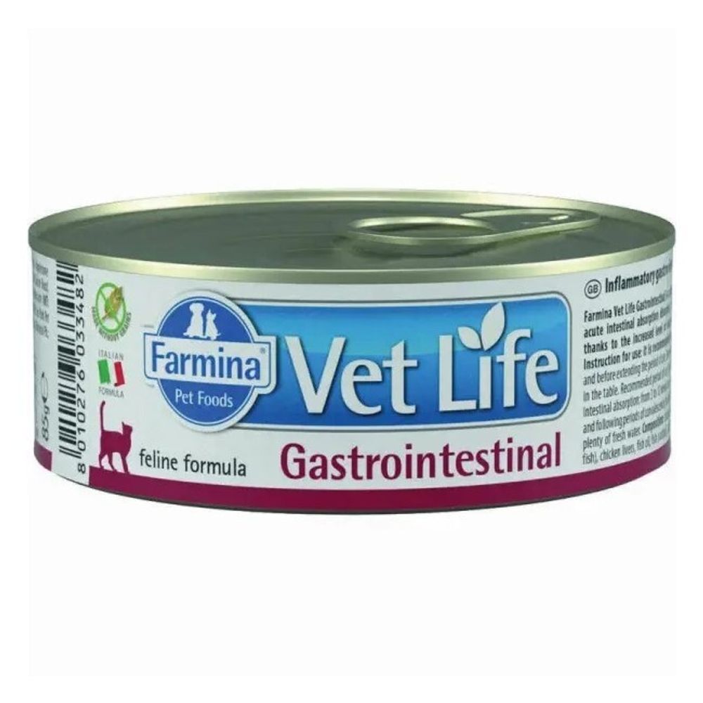Консервы FARMINA Vet Life Cat Gastrointestinal д/к гастроинтестинал для взрослых кошек при заболеваниях желудочно-кишечного тракта с курицей (паштет) - 12х85 гр
