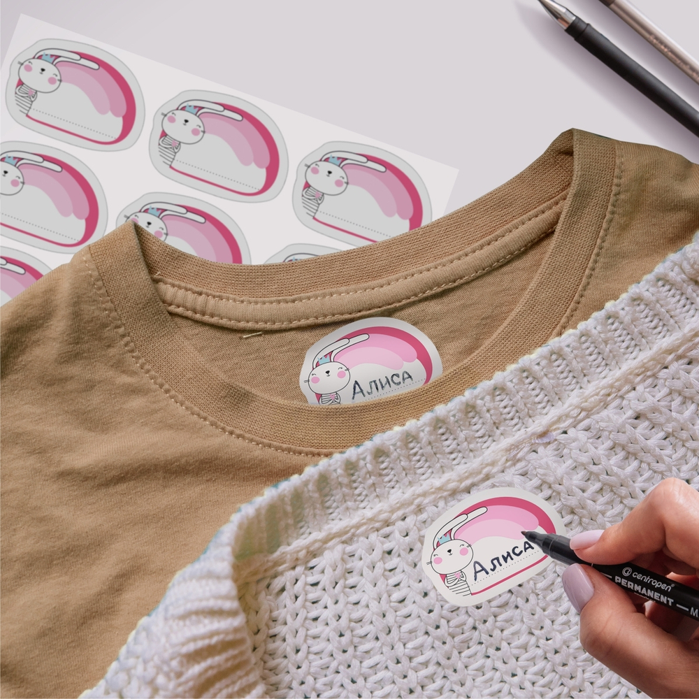 Термонаклейки детские Зайка (фуксия), 18 шт