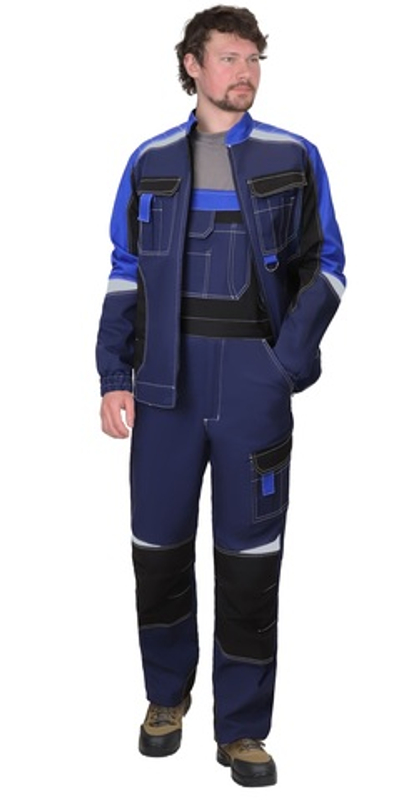 Костюм куртка, п/к т.синий с черным и васильковым, СОП