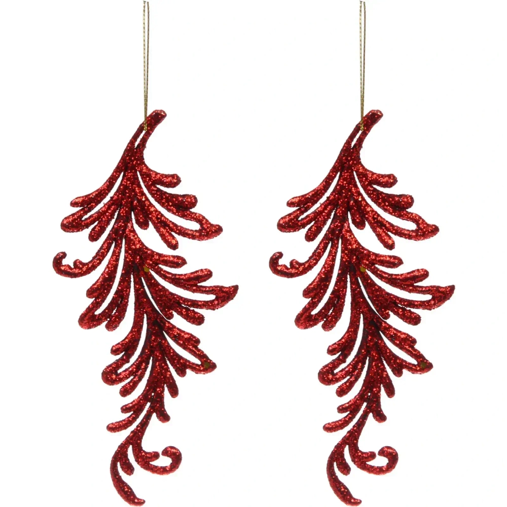 Подвеска «Волшебное перо» 10 см (набор 2 шт), красный