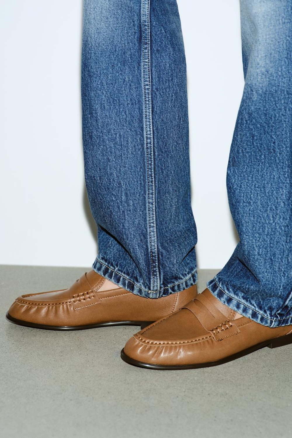 ZARA МЯГКИЕ ЛОФЕРЫ, КОРИЧНЕВЫЙ