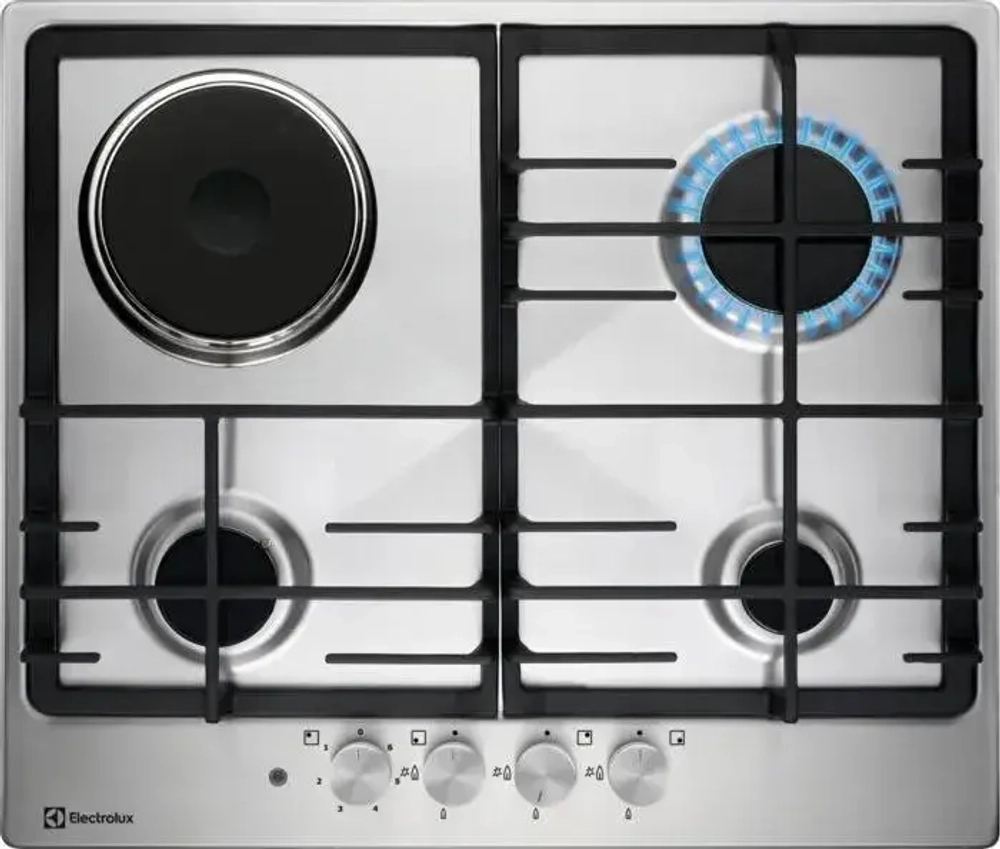 Встраиваемая комбинированная варочная панель Electrolux KGM64311X серебристый