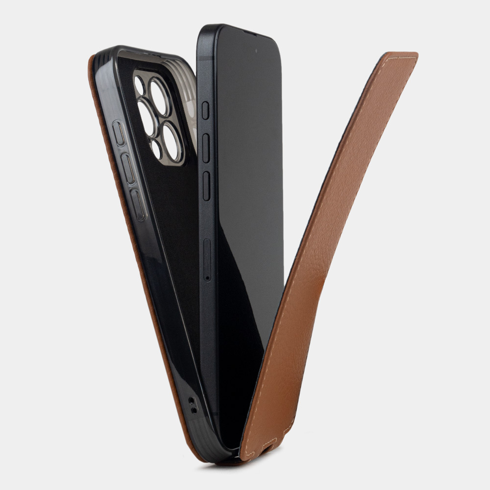 Кожаный чехол для iPhone 16 Pro, теленок цвета карамель