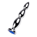 Серебристая анальная ёлочка 14см с синим кристаллом ToyFa Metal 717041-6