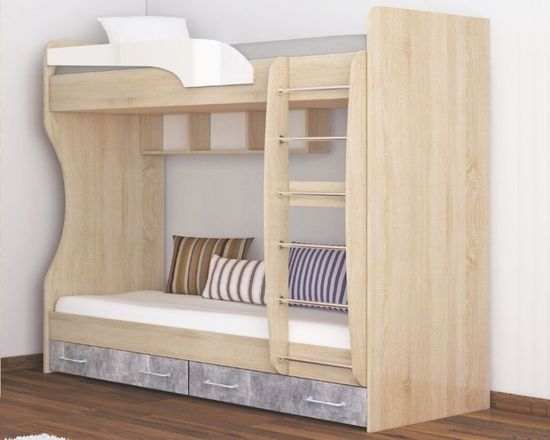 Лофт дуб сонома / ателье светлое / акрил белый