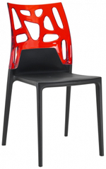 Стул пластиковый Papatya Ego-Rock, черный, красный