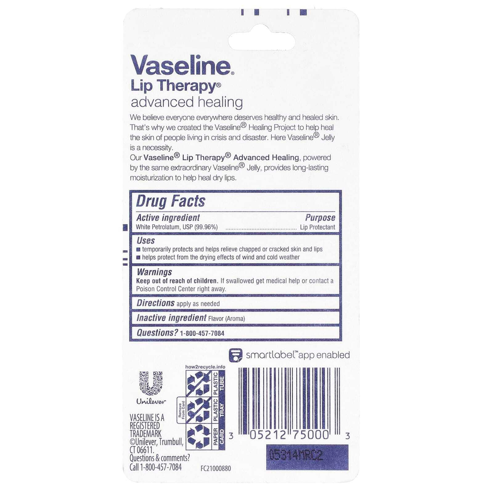 Vaseline, Lip Therapy®, улучшенное заживление, 10 г (0,35 унции)
