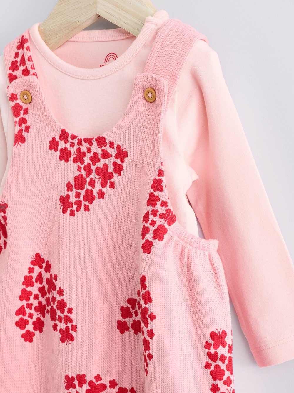 Боди с длинным рукавом и комбинезон в комлекте для малышей Next E65-351, Розовый