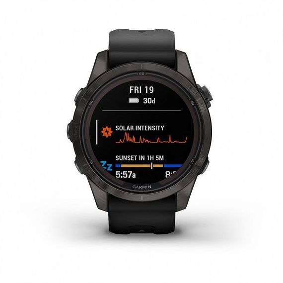 Умные часы FENIX 7S PRO Sapphire Solar титановый угольно-серый DLC с силиконовым ремешком