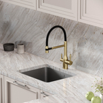 Смеситель для кухни Sancos Garda с гибким изливом, цвет брашированное золото/черный, PVD покрытие, арт. SC4009BG