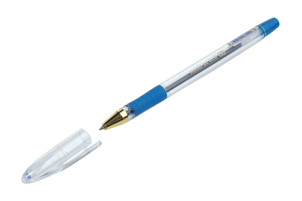 Ручка шариковая Model-XL GLD Brauberg синяя с резиновым упором корпус прозрачный пластиковый