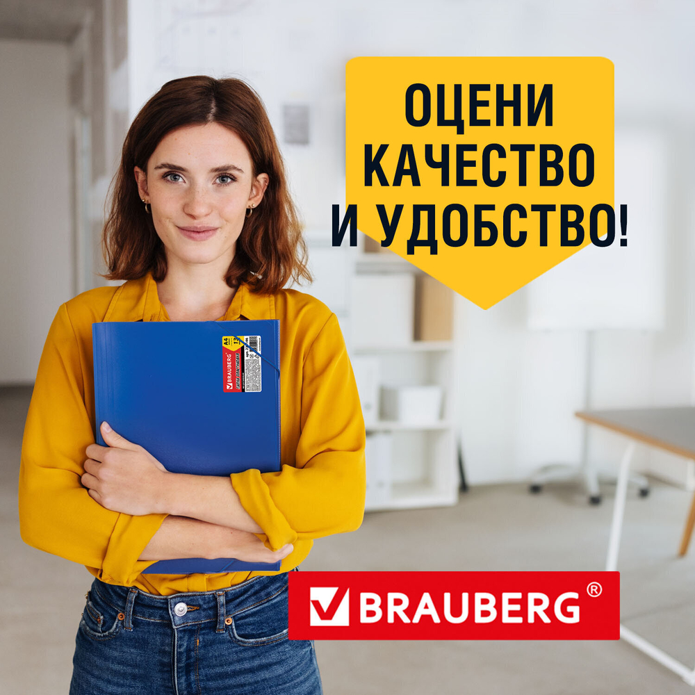 Папка на резинках BRAUBERG "Business" А4 13 отделений пластиковый индекс синий 0 5 мм (3 штуки в упаковке)