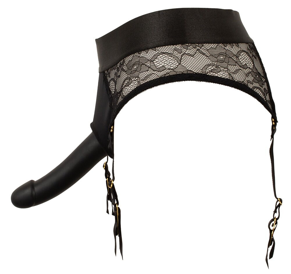 Черный женский страпон Strap-on Set: трусики и насадка (Цвет: черный)