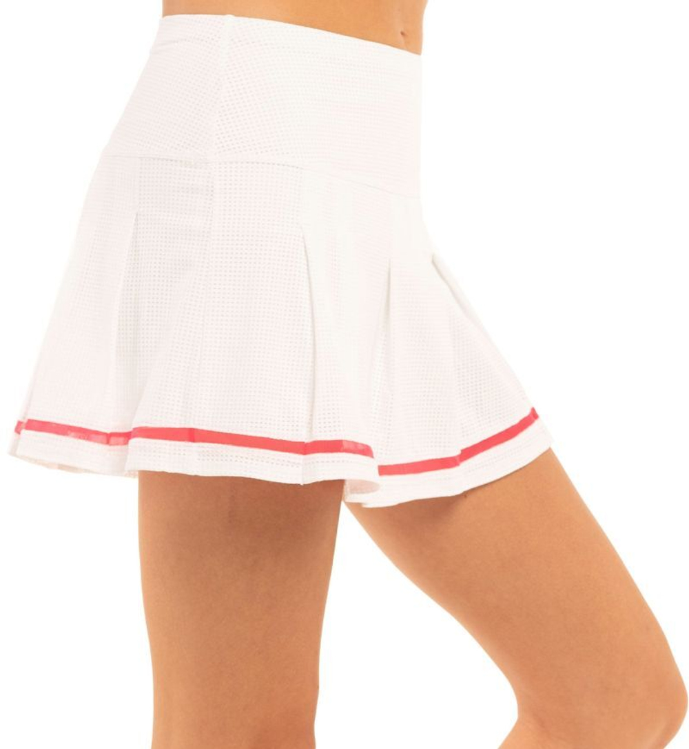 Теннисная юбка Lucky in Love Core Whites Long Micro Tuck Pleat Skirt - white/coral crush