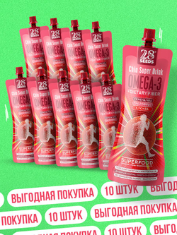 Напиток 28SEEDS, смузи без сахара Чиа СУПЕРФУД Грейпфрут + Клюква, 10 шт, напитки пп