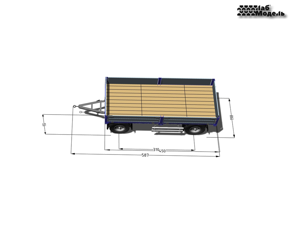 Trailer 2-axle flatbed Euro Scale 1/14