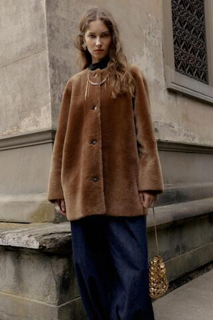 ZARA ДВУСТОРОННЕЕ ПАЛЬТО ИЗ 100% КОЖИ, КОРИЧНЕВЫЙ