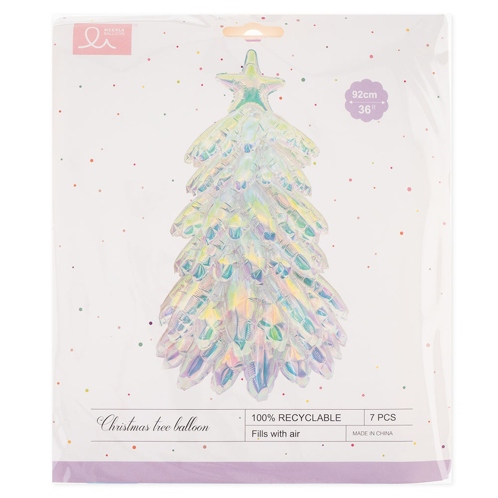 Шар 3D (39''/99 см) Фигура, Новогодняя елочка, Прозрачный, Хамелеон, 1 шт. в уп.