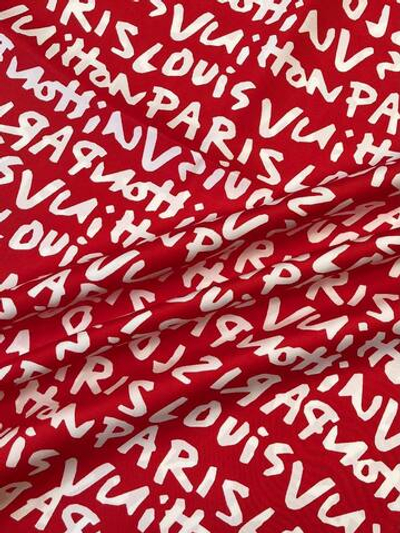 Шелк твил Louis Vuitton Paris красный с белым лого