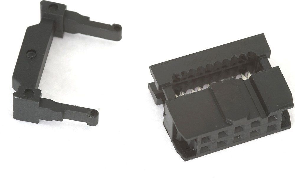 5 шт. / IDC-10F (DS1016-10), Розетка 2.54мм на шлейф 10 pin с фиксатором кабеля / Разъём FC-10P двухрядный гнездовой 2*7pin гнездо на шлейф шаг 2,54мм #38