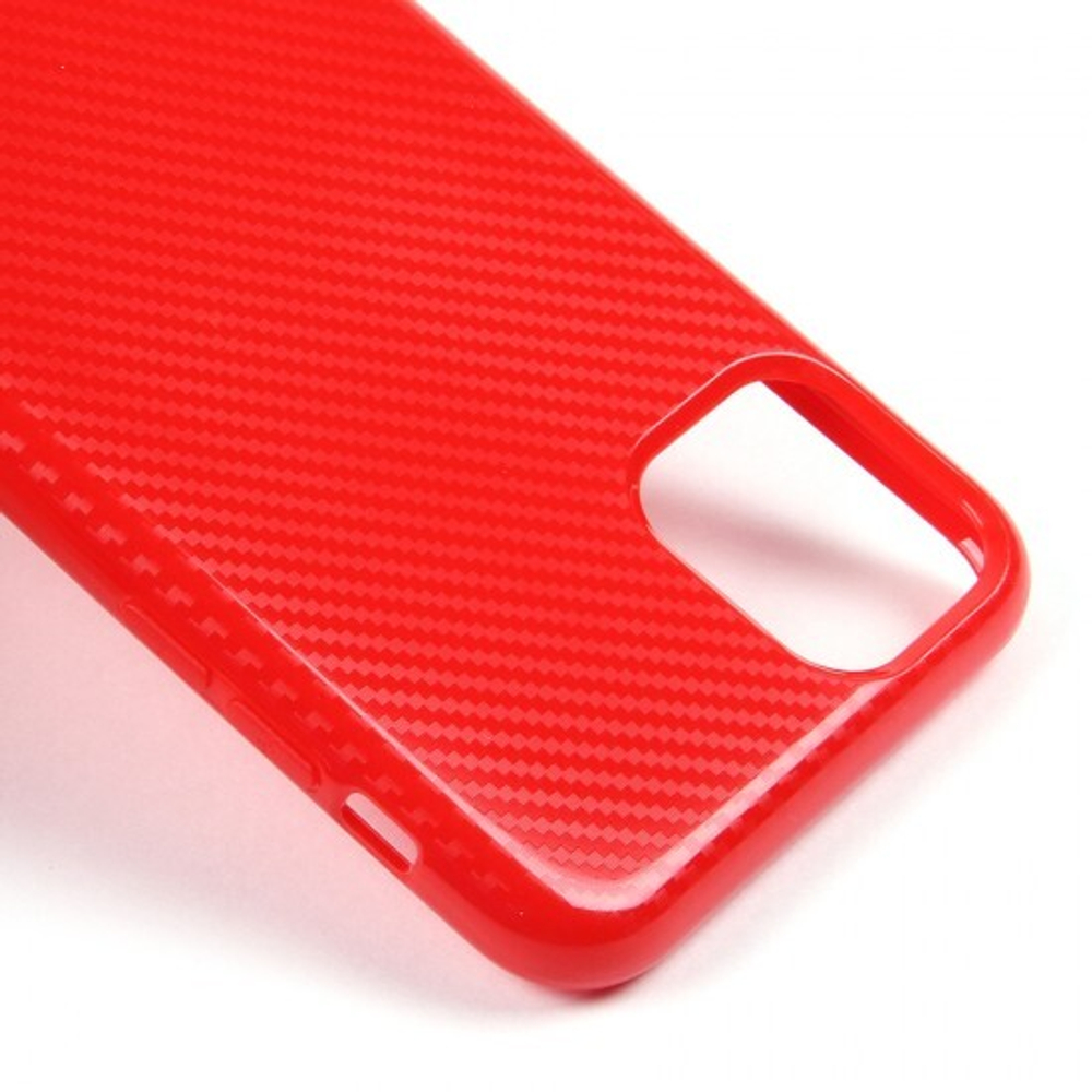 Чехол ТПУ карбон глянцевый для iPhone 11 Pro Max, 011457 Красный