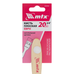 Кисть плоская "Евро" 3/4", натуральная щетина, деревянная ручка MTX