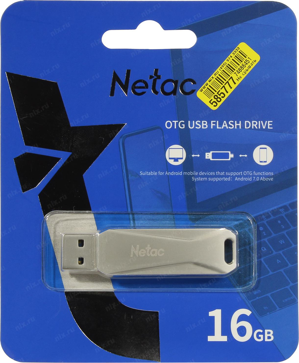 Флешка Netac U381 USB/USB microB OTG 16 ГБ