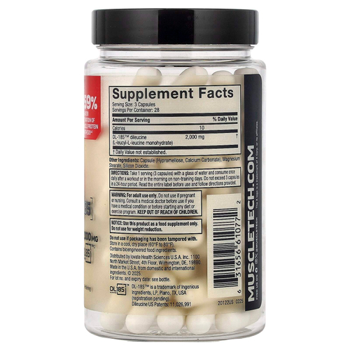 MuscleTech, мышечный пептид 185, 84 капсулы (666 мг в 1 капсуле)