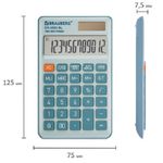 Калькулятор карманный Brauberg, 12 разрядов, CX-102C-BL, двойное питание, 76х126х9мм, голубой