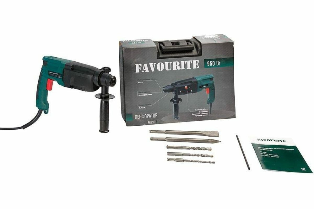 Перфоратор FAVOURITE RH-950 950Вт 3 реж SDS+, 3,2Дж 0-4500уд/мин 0-1100об/мин