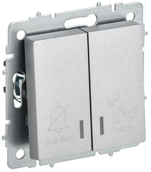 BRITE Выключатель 2-клавишный с индикацией для отелей 10А ВС10-2-9-БрА алюминий IEK