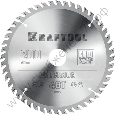 KRAFTOOL PRECISION 200х30мм 48Т, диск пильный по дереву