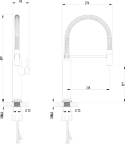 Смеситель для кухни Domaci Римини D568387YW с гибким изливом, бежевый