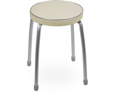 Табурет Nika Фабрик 2, круглый, слоновая кость, винилискожа, металл, 47 см, мягкое сиденье, до 120 кг