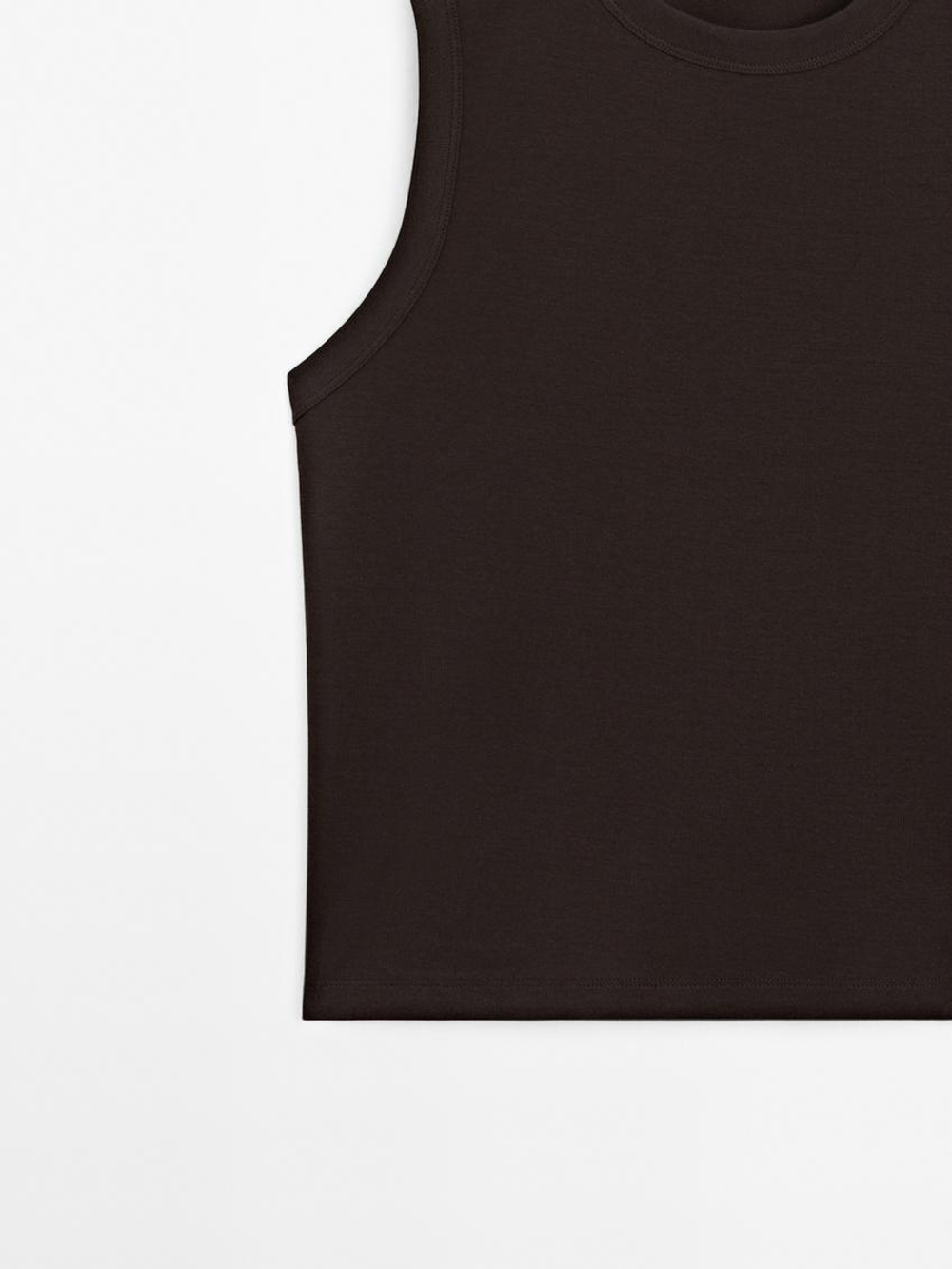 Massimo Dutti Футболка из 100% хлопка без рукавов, жженый