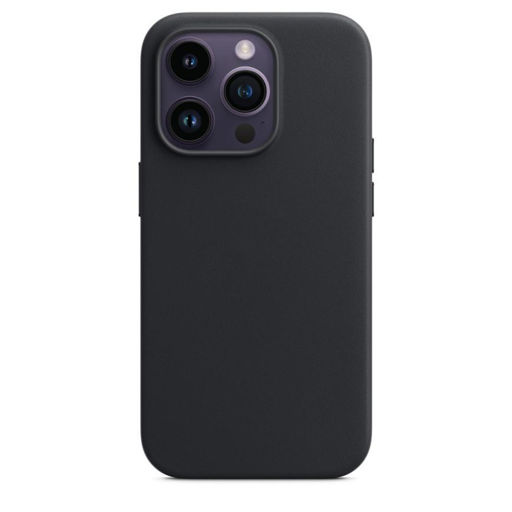 Кожаный чехол MagSafe Apple Leather Case для iPhone 14 Pro, Тёмная ночь