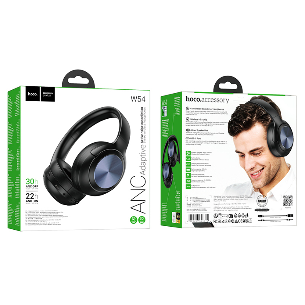 Полноразмерные Bluetooth наушники HOCO W54 ANC (черный)